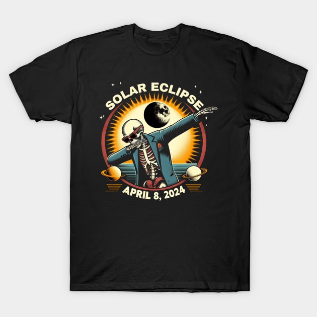 Solar Eclipse April 8th 2024 dabbing skeleton Total Eclipse 2024 T-Shirt by HBart